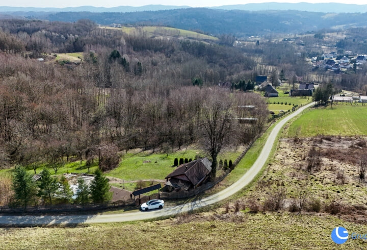 Piękny widok, strumień, sad, zabudowa |  Karwodrza
