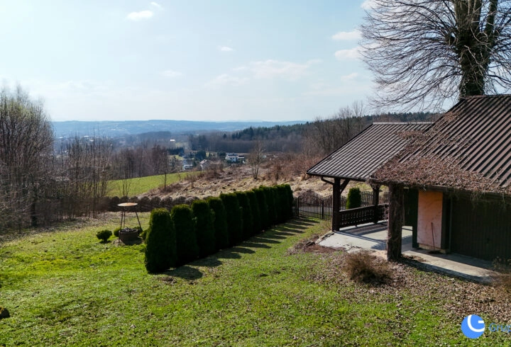 Piękny widok, strumień, sad, zabudowa |  Karwodrza