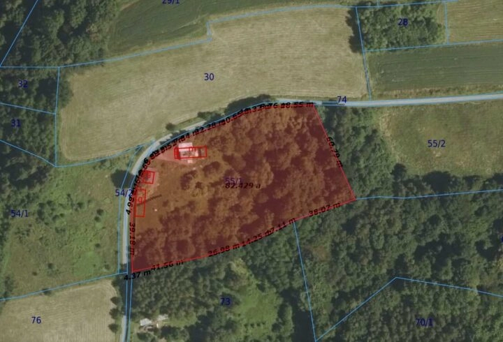 Piękny widok, strumień, sad, zabudowa |  Karwodrza